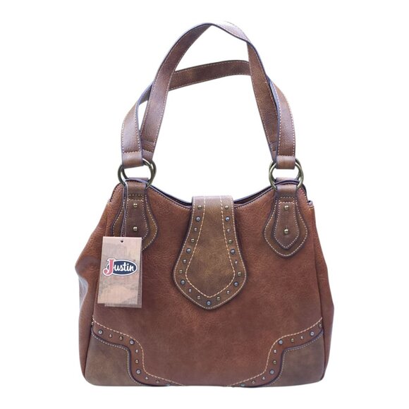 Justin Brown Concealed Carry Handbag With Dual Zippered Pockets Magnet Closure - Picture 1 of 16